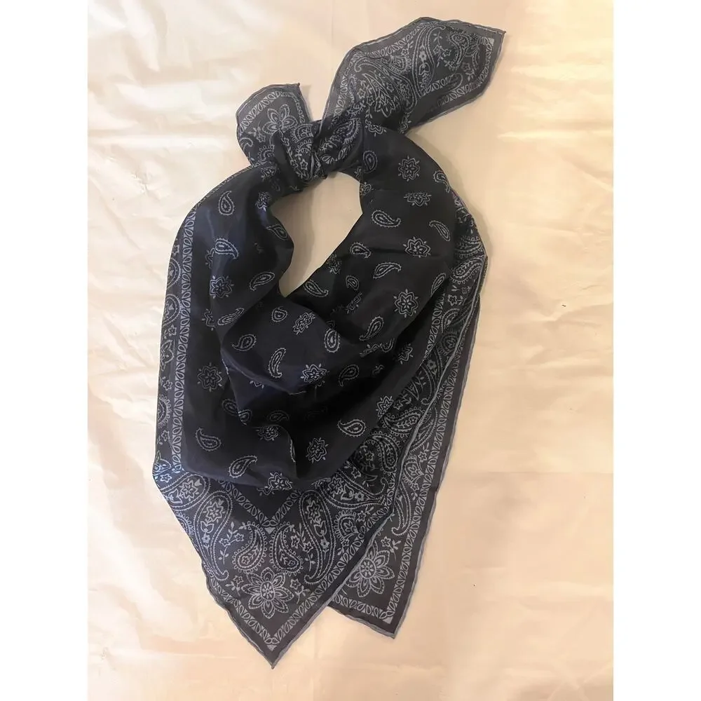 ROBERT TALBOTT Fine Silk Scarf Printed in Italy  - Blue - Semi Sheer